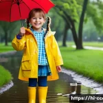 문화콘텐츠 기획 전문가가 사용하는 툴 추천 - **Prompt:** A young girl, around 7 years old, wearing a bright yellow raincoat and blue rubber boots...