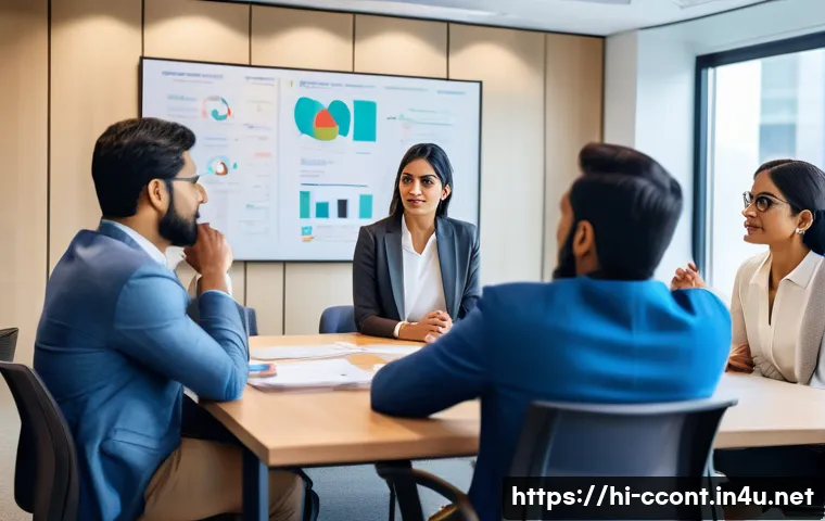 문화콘텐츠 기획에서의 협상 스킬 강화법 - A diverse group of Hindi-speaking professionals engaged in a collaborative meeting around a modern c...