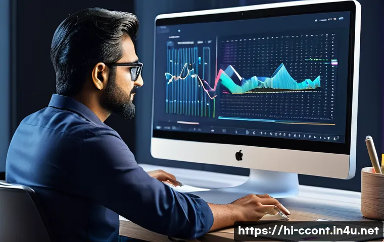 문화콘텐츠 기획 트렌드 전망 - A modern digital content creator workspace featuring a laptop screen displaying AI-powered analytics...