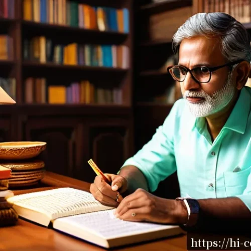 문화콘텐츠 기획 입문자가 가장 많이 하는 실수 - A thoughtful Indian content creator sitting at a wooden desk surrounded by books and cultural artifa...