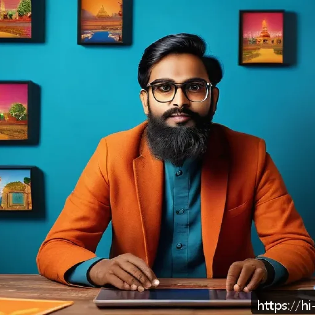 문화콘텐츠 기획 입문자를 위한 자격증 과정 - A vibrant digital studio scene showcasing a young Indian content creator surrounded by multiple scre...