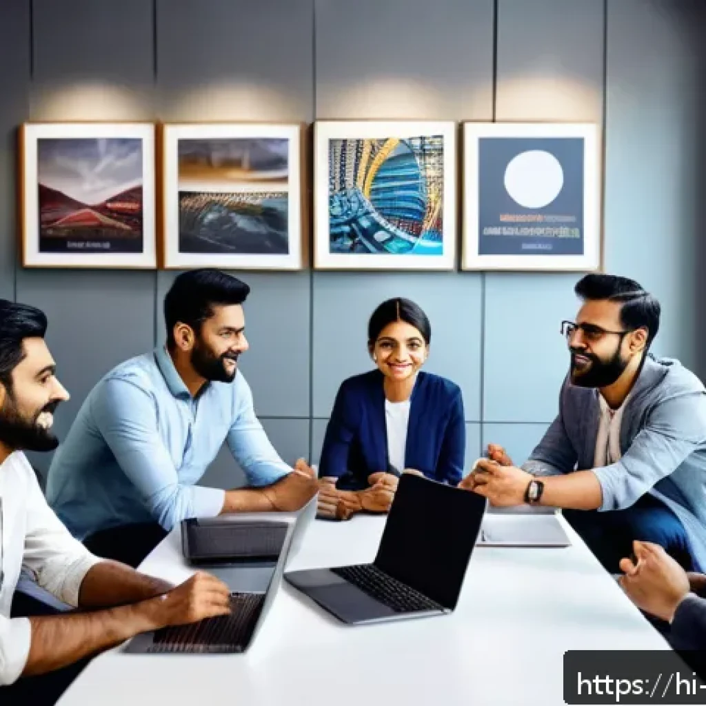 문화콘텐츠 기획사를 위한 리더십 개발 - A diverse creative team in a cultural content agency engaged in an open dialogue session inside a mo...