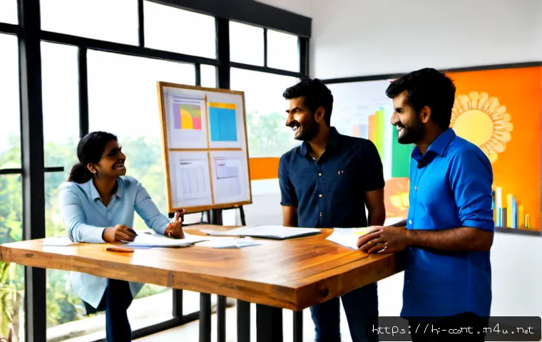 Home 17 문화콘텐츠 기획사에서의 직무 만족도 높이는 법 - Photorealistic modern cultural content agency office in India, a diverse creative team of young prof...